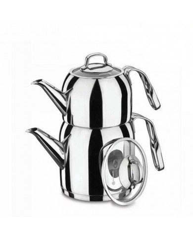 SHOP24-TUNISIE-STEAMA-TEA-POT-SET-KORKMAZ-INOX-0.9/1.6L SHOP24-TUNISIE-STEAMA-TEA-POT-SET-KORKMAZ-INOX-0.9/1.6L