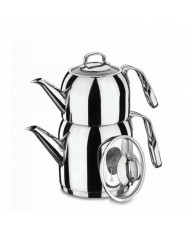 SHOP24-TUNISIE-STEAMA-TEA-POT-SET-KORKMAZ-INOX-0.9/1.6L SHOP24-TUNISIE-STEAMA-TEA-POT-SET-KORKMAZ-INOX-0.9/1.6L