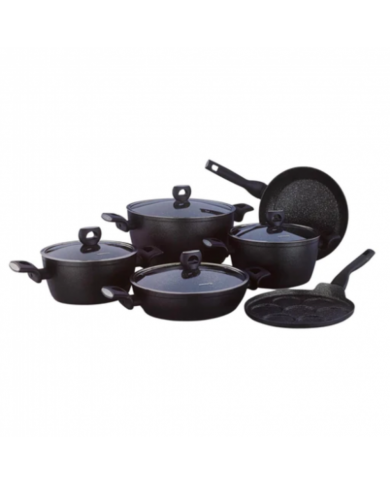 KORKMAZ Batterie de Cuisine A2678 (10Piéces) Granit - Noir KORKMAZ Batterie de Cuisine A2678 (10Piéces) Granit - Noir