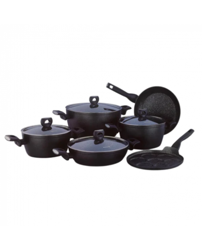 KORKMAZ Batterie de Cuisine A2678 (10Piéces) Granit - Noir KORKMAZ Batterie de Cuisine A2678 (10Piéces) Granit - Noir