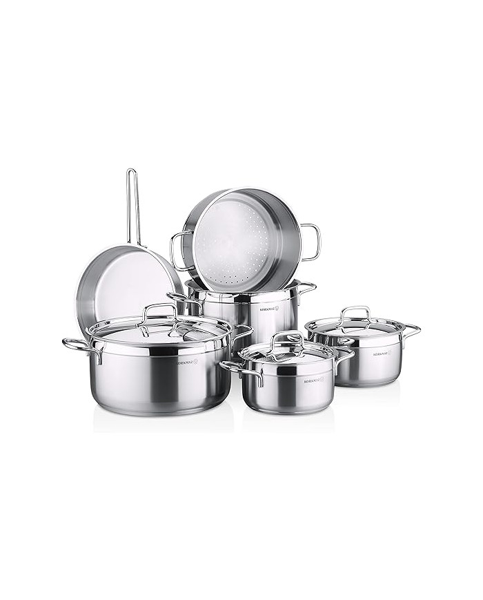 Korkmaz Alfa Batterie de cuisine en acier inoxydable 10 pièces - Inox Korkmaz Alfa Batterie de cuisine en acier inoxydable 10 pièces - Inox