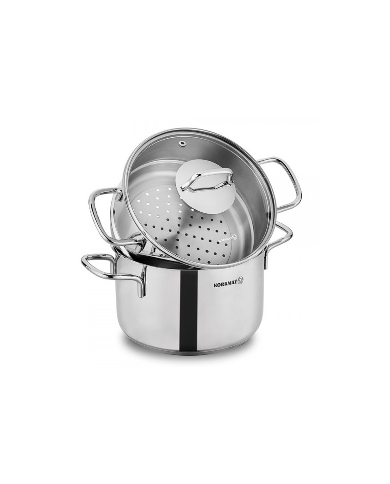 Korkmaz Perla A1521 Cuiseur vapeur en acier inoxydable avec couvercle en verre - Silver Korkmaz Perla A1521 Cuiseur vapeur en acier inoxydable avec couvercle en verre - Silver