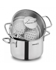 Korkmaz Perla A1521 Cuiseur vapeur en acier inoxydable avec couvercle en verre - Silver Korkmaz Perla A1521 Cuiseur vapeur en acier inoxydable avec couvercle en verre - Silver