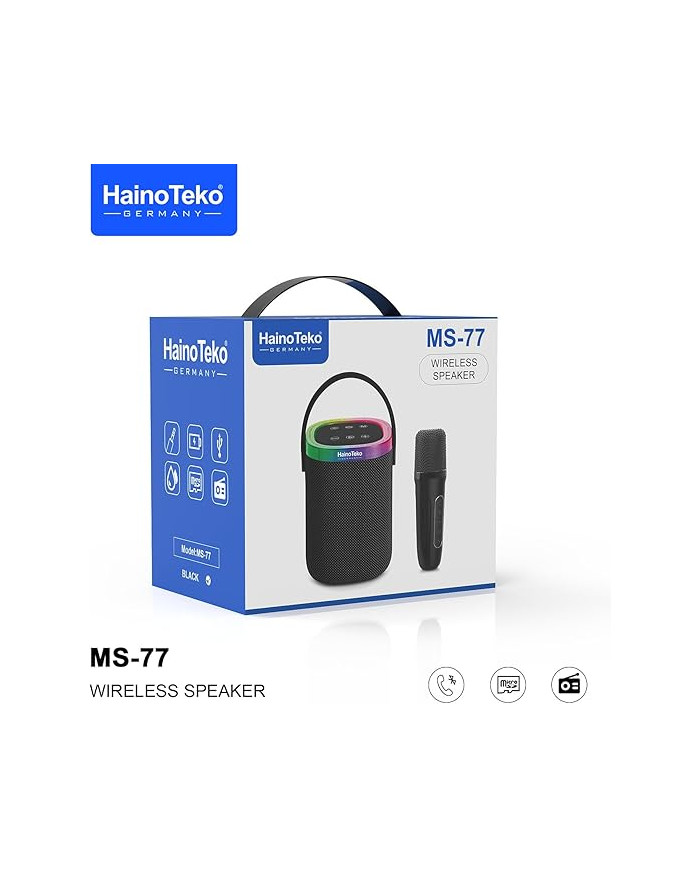 Haut-parleur Bluetooth portable Haino Teko MS-77 avec microphone sans fil Haut-parleur Bluetooth portable Haino Teko MS-77 avec microphone sans fil